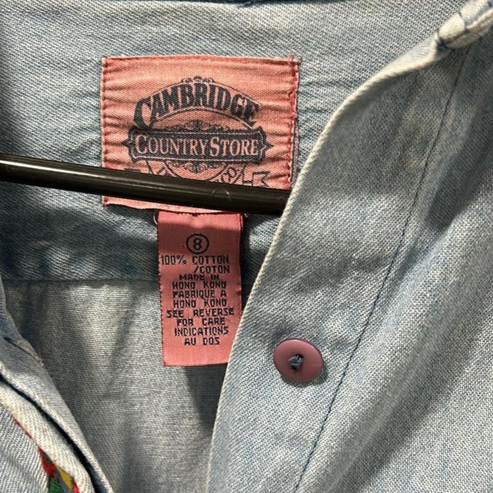 Cambridge Dry Goods Country Store Denim Embellished Blouse button down - Picture 2 of 5